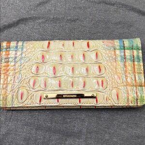 Brahmin Cream and Multicolor Croc Embossed Wallet